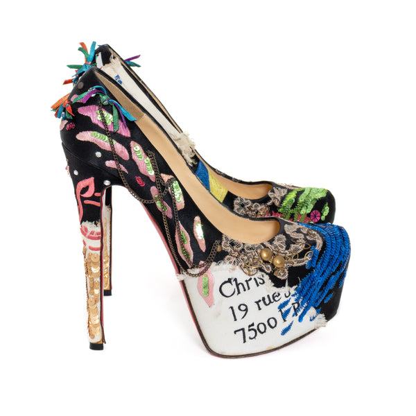 Louboutin Daffodile Brodee Crepe Satin Pumps
