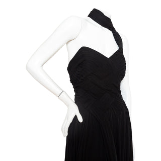 1960s Black Sleeveless Scarf Dress