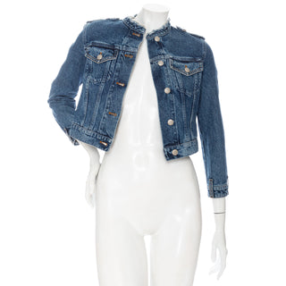 Blue Rigid Denim Back-Pleated Peplum Jacket