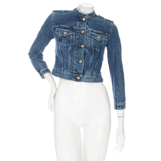 Blue Rigid Denim Back-Pleated Peplum Jacket