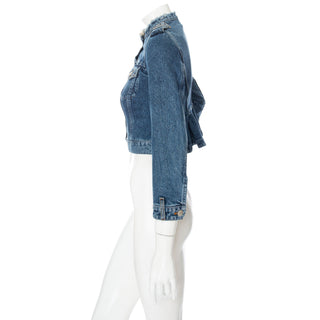 Blue Rigid Denim Back-Pleated Peplum Jacket