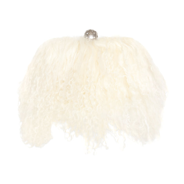 Alexander McQueen Shearling Skull-Clasp Clutch Bag