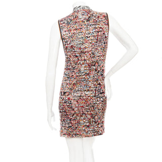 Multicolored Jacquard-Knit Sleeveless Mini Shift Dress