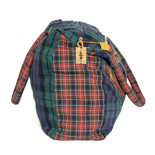 Moschino 1990s Punk Chic Tartan Plaid Tote Bag