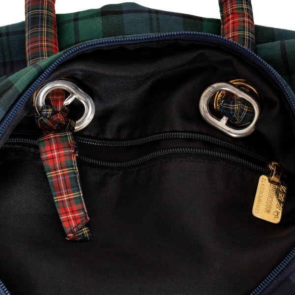 Moschino 1990s Punk Chic Tartan Plaid Tote Bag