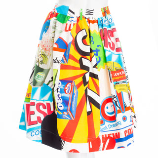 2016 Multicolored Cotton-Blend Collage Print A-Line Skirt