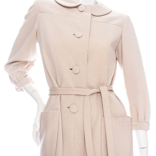 1960s Beige Wool Jersey Belted Coat