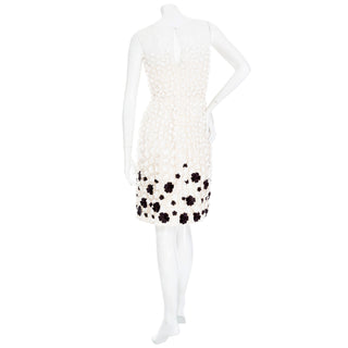 2011 White and Black 3D Floral Appliqué Fit and Flare Dress