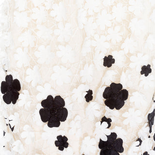 2011 White and Black 3D Floral Appliqué Fit and Flare Dress