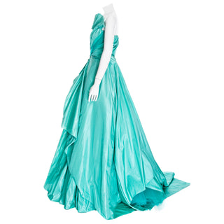 2013 Turquoise Blue Taffeta and Tulle Strapless Gown