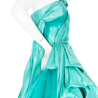 2013 Turquoise Blue Taffeta and Tulle Strapless Gown