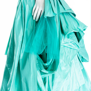 2013 Turquoise Blue Taffeta and Tulle Strapless Gown