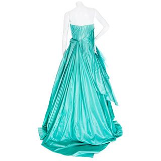 2013 Turquoise Blue Taffeta and Tulle Strapless Gown