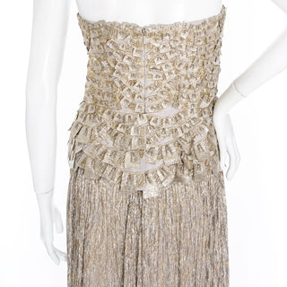 2011 Gold Appliqué Strapless Column Gown