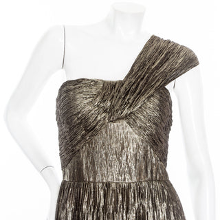 2010 Bronze Plisse One-Shoulder Gown