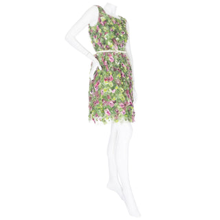 2013 Green and Pink Sequin Embellished Appliqué Dress