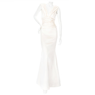 2014 White Silk Ruched Mermaid Bridal Gown