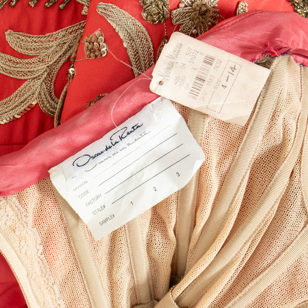 Oscar de la Renta Coral Embroidered Gown