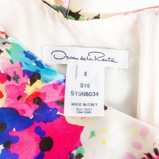 Oscar de la Renta 2016 Multicolored Silk–Cotton Floral Print A-Line Dress