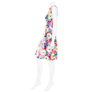 Oscar de la Renta 2016 Multicolored Silk–Cotton Floral Print A-Line Dress