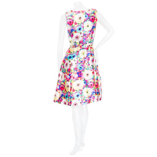 2016 Multicolored Silk–Cotton Floral Print A-Line Dress