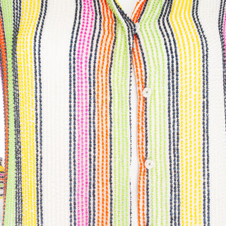 Vintage Multicolored Bead and Sequin Striped Collared Blouse