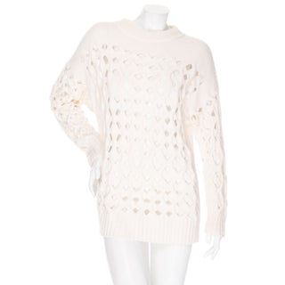 Ivory Wool-Cashmere Open-Knit Sweater