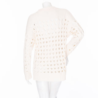 Ivory Wool-Cashmere Open-Knit Sweater