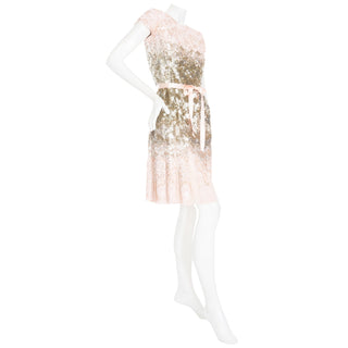 2010 Pink Silk Sequin Embellished Pleated Mini Dress