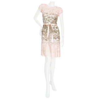 2010 Pink Silk Sequin Embellished Pleated Mini Dress