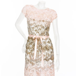 2010 Pink Silk Sequin Embellished Pleated Mini Dress