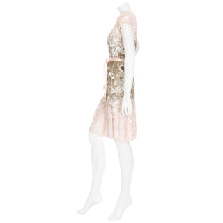 2010 Pink Silk Sequin Embellished Pleated Mini Dress