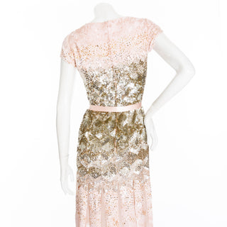 2010 Pink Silk Sequin Embellished Pleated Mini Dress