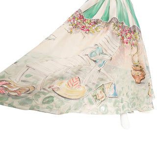 1992 Hand-Painted Cotton Organdy Full Skirt