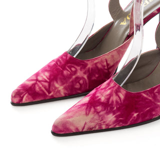 Vintage Pink Suede Tie-Dye Pointed Slingback Pumps 38