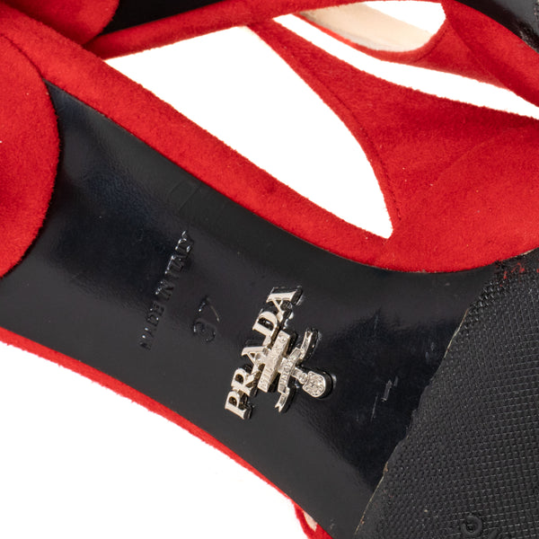 Prada Red Suede Slingback Pumps