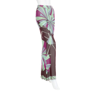 2002 Multicolored Silk Patterned Wide-Leg Pants