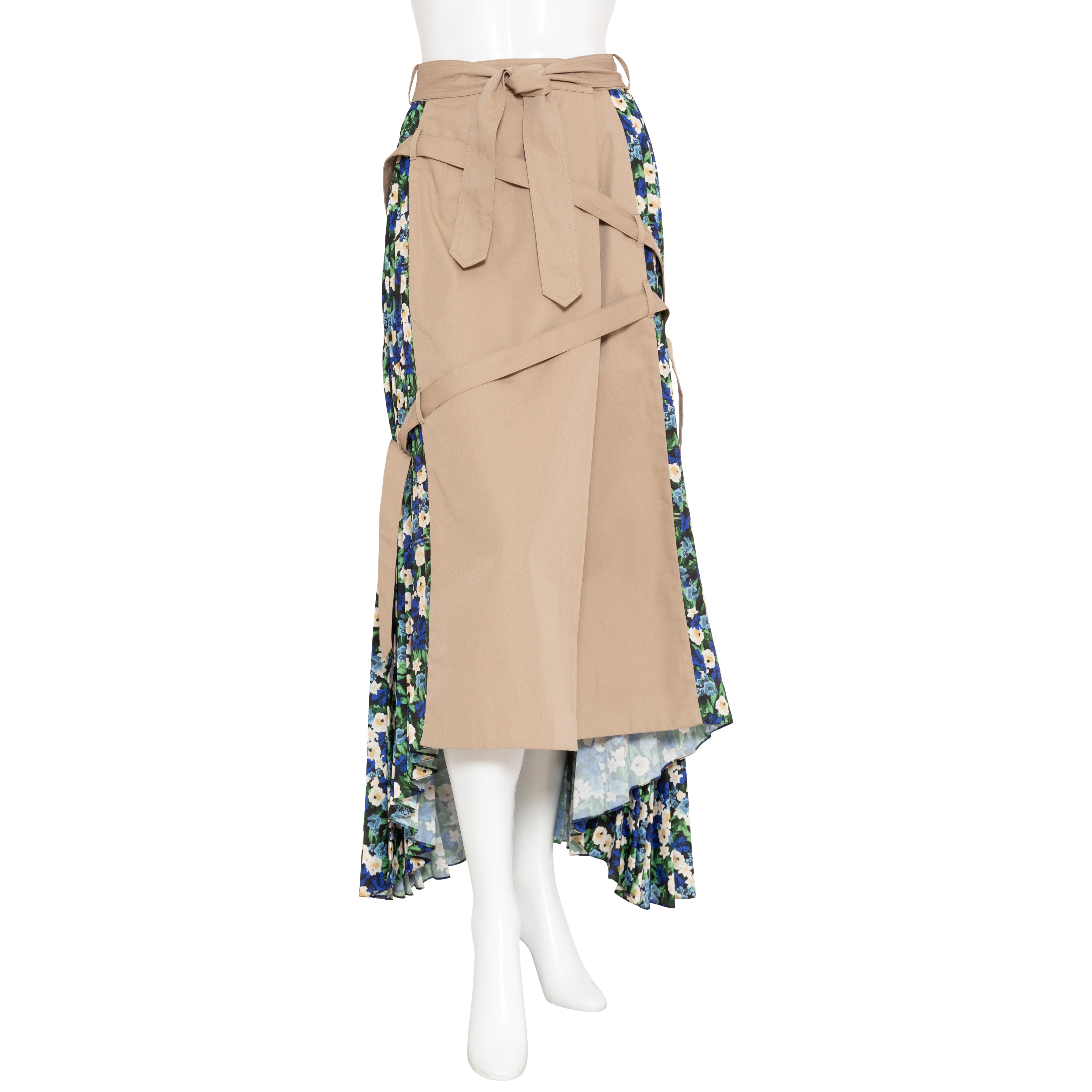 Floral Pleated Hybrid Trench Skirt