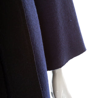 Navy and Black Wool Double-Face Belted Coat