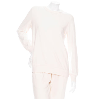 Cream Wool-Cotton Pullover Sweater and Lounge Pants Set