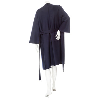 Navy and Black Wool Double-Face Belted Coat