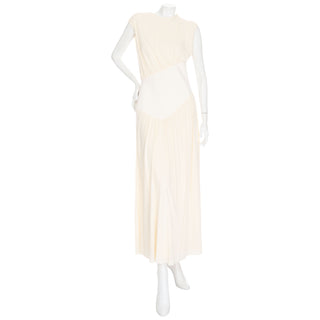 Yokoto Ivory Viscose Crêpe Draped Maxi Dress