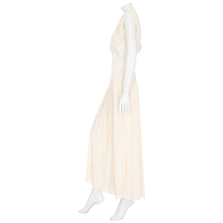 Yokoto Ivory Viscose Crêpe Draped Maxi Dress