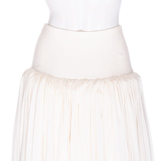 2018 Ivory Silk Cartridge-Pleat Wide-Band Skirt