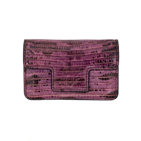 Purple Snake Embossed Leather Card Case