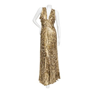 Travilla Gold Lurex Maxi Dress