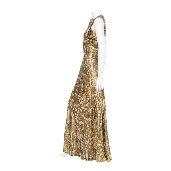 Travilla Gold Lurex Maxi Dress
