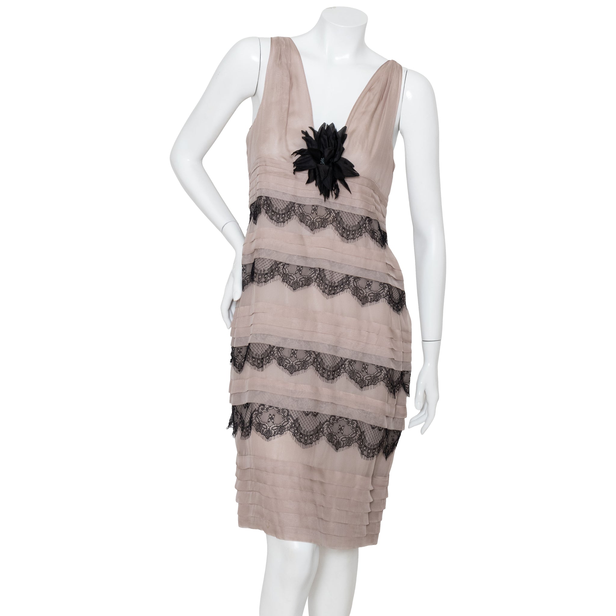 Valentino Lace Chiffon Sheath Dress