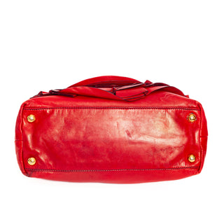 Red Leather Nappa Petale Dome Bag