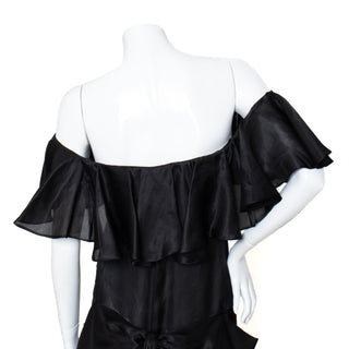 1980s Black Haute Couture Ruffled Gown